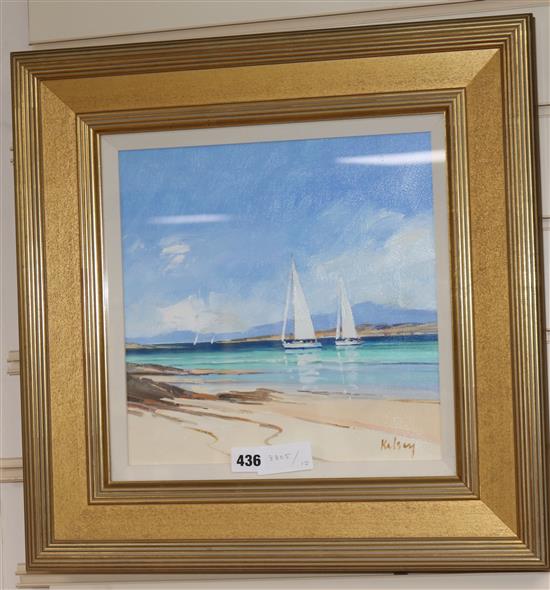 Robert Kelsey, oil on canvas, The Sound of Iona, signed 30 x 30cm